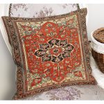 - K11128-Gorsel-1 - Realhomes  RealHomes Kırmızı Zeminde Geleneksel Motifli Pers Desenli Dijital Baskılı Yastık Kırlent Kılıfı Realhomes