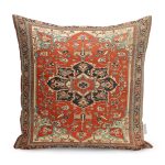 - K11128-Gorsel - Realhomes  RealHomes Kırmızı Zeminde Geleneksel Motifli Pers Desenli Dijital Baskılı Yastık Kırlent Kılıfı Realhomes