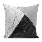 - K11129-Gorsel - Realhomes  RealHomes Siyah - Gri Zeminde Mermer Motifli Klasik Desenli Dijital Baskılı Yastık Kırlent Kılıfı Realhomes