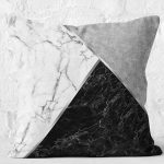 - K11129-Gorsel-2 - Realhomes  RealHomes Siyah - Gri Zeminde Mermer Motifli Klasik Desenli Dijital Baskılı Yastık Kırlent Kılıfı Realhomes