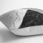 - K11129-Gorsel-3 - Realhomes  RealHomes Siyah - Gri Zeminde Mermer Motifli Klasik Desenli Dijital Baskılı Yastık Kırlent Kılıfı Realhomes
