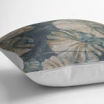 RealHomes Mavi Zeminde Yağlı Boya Motifli Çiçek Desenli Dijital Baskılı Yastık Kırlent Kılıfı Realhomes