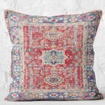 - K11141-Gorsel-2 - Realhomes RealHomes Kırmızı Zeminde Hereke Motifli Yöresel Desenli Dijital Baskılı Yastık Kırlent Kılıfı Realhomes