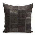 RealHomes Kahverengi Zeminde Patchwork Motifli Geleneksel Desenli Dijital Baskılı Yastık Kırlent Kılıfı Realhomes