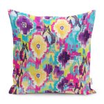 - K11148-Gorsel - Realhomes RealHomes Çok Renkli Temalı İkat Motifli Geleneksel Desenli Dijital Baskılı Yastık Kırlent Kılıfı Realhomes