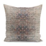 RealHomes Kahverengi Zeminde Tribal Motifli Antik Desenli Dijital Baskılı Yastık Kırlent Kılıfı Realhomes