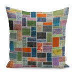 - K11168-Gorsel - Realhomes RealHomes Kırkyama Patchwork Motifli Geleneksel Desenli Dijital Baskılı Yastık Kırlent Kılıfı Realhomes