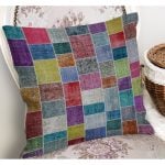 - K11169-Gorsel-1 - Realhomes RealHomes Yöresel Patchwork Motifli Anadolu Desenli Dijital Baskılı Yastık Kırlent Kılıfı Realhomes