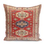 - K11174-Gorsel - Realhomes RealHomes Kırmızı Zeminde Yöresel Motifli Osmanlı Desenli Dijital Baskılı Yastık Kırlent Kılıfı Realhomes