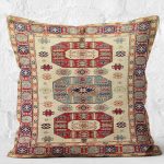 RealHomes Krem Zeminde Etnik Motifli Osmanlı Desenli Dijital Baskılı Yastık Kırlent Kılıfı Realhomes