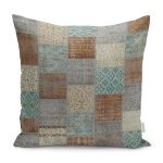 - K11185-Gorsel - Realhomes RealHomes Krem Zeminde Kırkyama Motifli Patchwork Desenli Dijital Baskılı Yastık Kırlent Kılıfı Realhomes