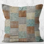 - K11185-Gorsel-2 - Realhomes RealHomes Krem Zeminde Kırkyama Motifli Patchwork Desenli Dijital Baskılı Yastık Kırlent Kılıfı Realhomes