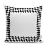 - K11187-Gorsel - Realhomes RealHomes Siyah - Beyaz Zeminde Kazayağı Motifli Klasik Desenli Dijital Baskılı Yastık Kırlent Kılıfı Realhomes