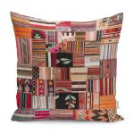 RealHomes Siyah - Beyaz Zeminde Kırkyama Motifli Patchwork Desenli Dijital Baskılı Yastık Kırlent Kılıfı Realhomes