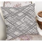 - K11197-Gorsel-1 - Realhomes RealHomes Gri - Siyah Zeminde Çizgili Eskitme Desenli Dijital Baskılı Yastık Kırlent Kılıfı Realhomes