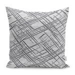 - K11197-Gorsel - Realhomes RealHomes Gri - Siyah Zeminde Çizgili Eskitme Desenli Dijital Baskılı Yastık Kırlent Kılıfı Realhomes