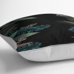 - K11199-Gorsel-3 - Realhomes RealHomes Siyah Zeminde Çiçek Motifli Yapraklar Desenli Dijital Baskılı Yastık Kırlent Kılıfı Realhomes