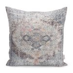 - K11201-Gorsel - Realhomes RealHomes Krem Zeminde Antik Motifli Göbekli Halı Desenli Dijital Baskılı Yastık Kırlent Kılıfı Realhomes