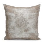 - K11206-Gorsel - Realhomes RealHomes Bej Zeminde Dokuma Halı Motifli Uşak Desenli Dijital Baskılı Yastık Kırlent Kılıfı Realhomes