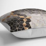 - K11207-Gorsel-3 - Realhomes RealHomes Siyah - Gold Zeminde Geometrik Motifli Mozaik Desenli Dijital Baskılı Yastık Kırlent Kılıfı Realhomes