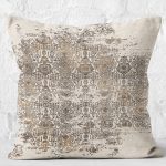 - K11208-Gorsel-2 - Realhomes RealHomes Krem Zeminde Antik Motifli Eskitme Desenli Dijital Baskılı Yastık Kırlent Kılıfı Realhomes