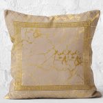- K11209-Gorsel-2 - Realhomes RealHomes Gold Zeminde Çerçeveli Geleneksel Desenli Dijital Baskılı Yastık Kırlent Kılıfı Realhomes