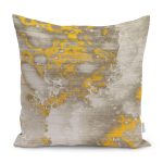 - K11217-Gorsel - Realhomes RealHomes Sarı - Krem Zeminde Retro Motifli Eskitme Desenli Dijital Baskılı Yastık Kırlent Kılıfı Realhomes