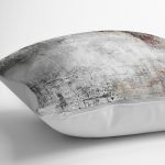 RealHomes Gri Zeminde Eskitme Motifli Retro Desenli Dijital Baskılı Yastık Kırlent Kılıfı Realhomes