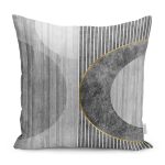 - K11226-Gorsel - Realhomes RealHomes Gri Zeminde Çizgili Geometrik Desenli Dijital Baskılı Yastık Kırlent Kılıfı Realhomes