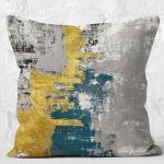 - K11231-Gorsel-2 - Realhomes RealHomes Gold Zeminde Eskitme Motifli Boyama Desenli Dijital Baskılı Yastık Kırlent Kılıfı Realhomes