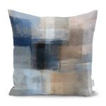 - K11233-Gorsel - Realhomes RealHomes Lacivert Zeminde Yağlı Boya Motifli Modern Sanat Desenli Dijital Baskılı Yastık Kırlent Kılıfı Realhomes