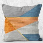 - K11234-Gorsel-2 - Realhomes RealHomes Gold - Turuncu Zeminde Çizgili Geometrik Desenli Dijital Baskılı Yastık Kırlent Kılıfı Realhomes