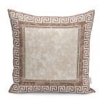 - K11240-Gorsel - Realhomes RealHomes Bej Zeminde Çerçeveli Motifli Klasik Desenli Dijital Baskılı Yastık Kırlent Kılıfı Realhomes