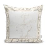 - K11241-Gorsel - Realhomes  RealHomes Gold Zeminde Çerçeveli Motifli Mermer Desenli Dijital Baskılı Yastık Kırlent Kılıfı Realhomes