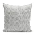 - K11242-Gorsel - Realhomes RealHomes Gri Zeminde Geometrik Motifli Eskitme Desenli Dijital Baskılı Yastık Kırlent Kılıfı Realhomes