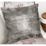 - K11244-Gorsel-1 - Realhomes  RealHomes Gri Zeminde Eskitme Motifli Retro Desenli Dijital Baskılı Yastık Kırlent Kılıfı Realhomes