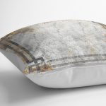 - K11245-Gorsel-3 - Realhomes RealHomes Gri Zeminde Çerçeveli Motifli Eskitme Desenli Dijital Baskılı Yastık Kırlent Kılıfı Realhomes