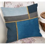 - K11246-Gorsel-1 - Realhomes RealHomes Mavi Zeminde Geometrik Motifli Kazayağı Desenli Dijital Baskılı Yastık Kırlent Kılıfı Realhomes