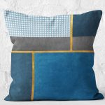 - K11246-Gorsel-2 - Realhomes RealHomes Mavi Zeminde Geometrik Motifli Kazayağı Desenli Dijital Baskılı Yastık Kırlent Kılıfı Realhomes