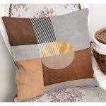 - K11249-Gorsel-1 - Realhomes RealHomes Kahverengi Zeminde Geometrik Motifli Boho Desenli Dijital Baskılı Yastık Kırlent Kılıfı Realhomes
