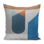 - K11251-Gorsel - Realhomes RealHomes Mavi Zeminde Geometrik Motifli Modern Sanat Desenli Dijital Baskılı Yastık Kırlent Kılıfı Realhomes