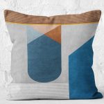 - K11251-Gorsel-2 - Realhomes RealHomes Mavi Zeminde Geometrik Motifli Modern Sanat Desenli Dijital Baskılı Yastık Kırlent Kılıfı Realhomes