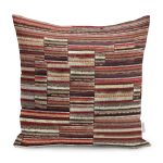 - K11260-Gorsel - Realhomes RealHomes Kahverengi Zeminde Patchwork Motifli Kırkyama Desenli Dijital Baskılı Yastık Kırlent Kılıfı Realhomes