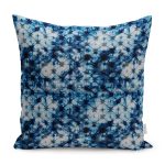 - K11262-Gorsel - Realhomes  RealHomes Lacivert Zeminde Geometrik Motifli Mürekkep Desenli Dijital Baskılı Yastık Kırlent Kılıfı Realhomes