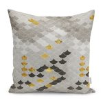 - K11269-Gorsel - Realhomes RealHomes Gold - Krem Zeminde Pul Motifli Geometrik Desenli Dijital Baskılı Yastık Kırlent Kılıfı Realhomes