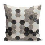 - K11270-Gorsel - Realhomes RealHomes Siyah - Kahvernegi Zeminde Geometrik Motifli Altıgen Desenli Dijital Baskılı Yastık Kırlent Kılıfı Realhomes