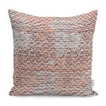 - K11283-Gorsel - Realhomes RealHomes Kırmızı Zeminde Çizgili Motifli Zikzak Desenli Dijital Baskılı Yastık Kırlent Kılıfı Realhomes