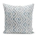 - K11285-Gorsel - Realhomes RealHomes Mavi Zeminde Yöresel Motifli Kilim Desenli Dijital Baskılı Yastık Kırlent Kılıfı Realhomes