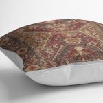 - K11286-Gorsel-3 - Realhomes RealHomes Kahverengi Zeminde Antik Motifli Uşak Desenli Dijital Baskılı Yastık Kırlent Kılıfı Realhomes