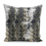 - K11291-Gorsel - Realhomes RealHomes Siyah - Bej Zeminde Geometrik Motifli Klasik Desenli Dijital Baskılı Yastık Kırlent Kılıfı Realhomes